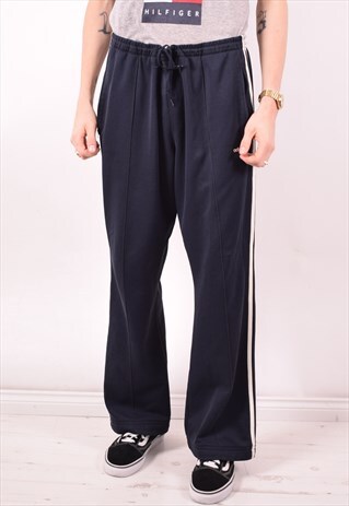 ADIDAS MENS VINTAGE TRACKSUIT TROUSERS LARGE NAVY BLUE 90S