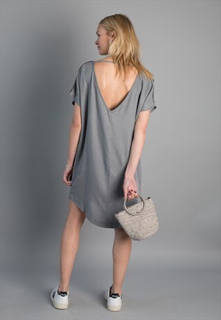ROTORUA ECO-FRIENDLY BOXY DRESS WITH DEEP V BACK