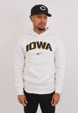 Vintage Men's 90's Nike Iowa Swoosh Spell out white hoodie