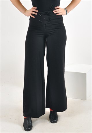 VINTAGE WIDE LEG TROUSERS IN BLACK