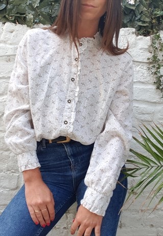 VINTAGE 70S PRAIRIE DITSY PRINT BLOUSE