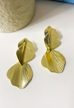 Gold Leaf Drop Earrings