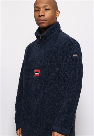 VINTAGE NAPAPIJRI LOGO FLEECE BLUE