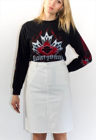 VINTAGE RALPH LAUREN HIGH WAIST WHITE DENIM SKIRT