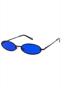 Retro Blue Sunglasses - Black Frame with Blue lens