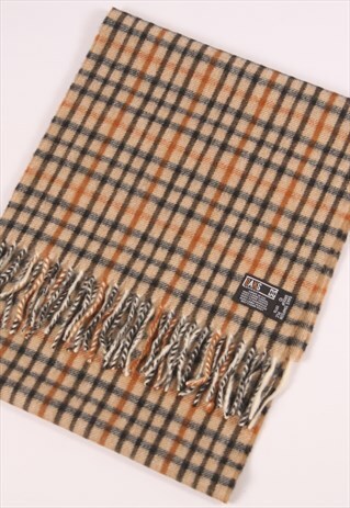 DAKS LONDON SIGNATURE VINTAGE PLAID CHECK WOOL SCARF