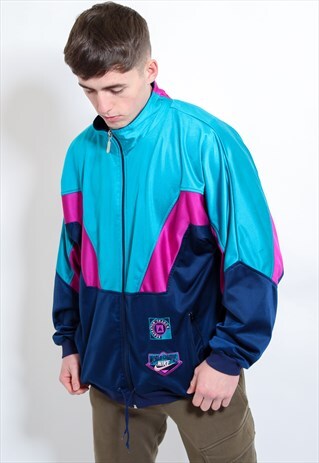 VINTAGE NIKE WORLD CAMPUS SHELL JACKET IN GREEN AND BLUE XL