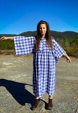 Sienna Dress - Blue Gingham Midi - M/L