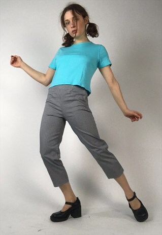 VINTAGE 90S/Y2K/00S BLACK GINGHAM 3/4 LENGTH TROUSERS