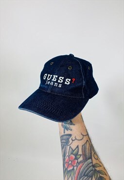Vintage Rare Guess 1993 Denim Embroidered Hat Cap 