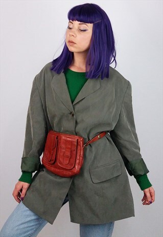 VINTAGE 90'S OVERSIZED BLAZER JACKET OLIVE GREEN