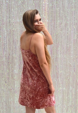PINK VELVETEEN GRUNGE SLIP DRESS
