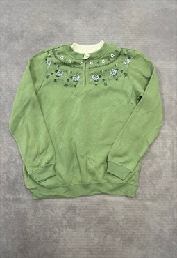 Vintage Sweatshirt Cottagecore Flowers Patterned Jumper