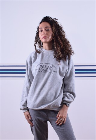 GREY RELAY EMBROIDERED SWEATSHIRT