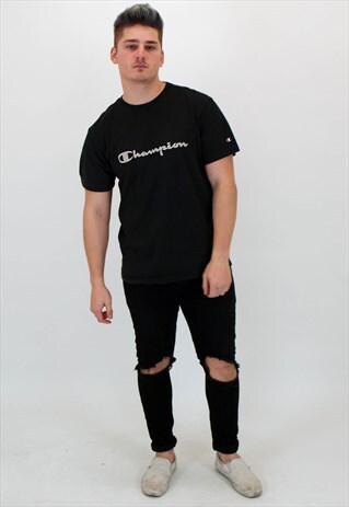 VINTAGE CHAMPION SPELL OUT EMBROIDERED T-SHIRT