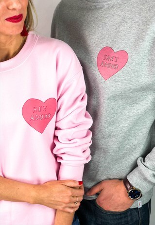HE'S ADORB SHE'S ADORB UNISEX SWEATSHIRT SET