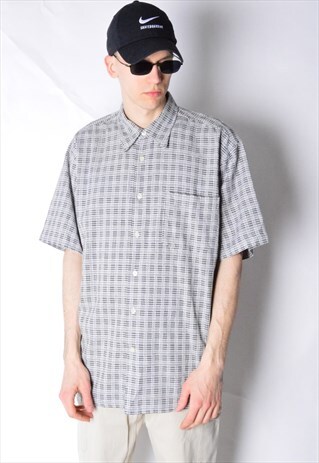 VINTAGE 90S GREY CHECK SHORT SLEEVE SHIRT