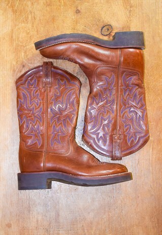 BROWN VINTAGE CHUNKY WESTERN BOOT