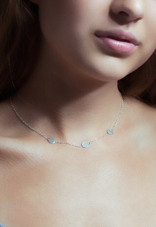 THREE SMALL CIRCLE DISC NECKLACE STERLING SILVER
