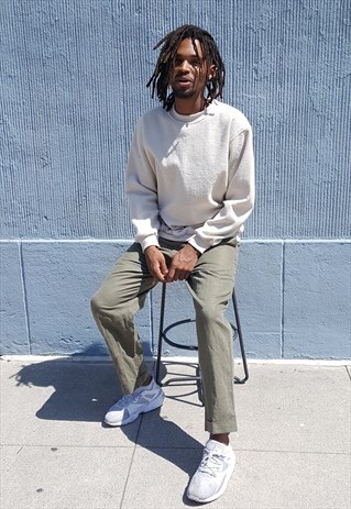 90S MINIMALIST LUXURY NUBBY CREAM SWEATSHIRT MEDIUM
