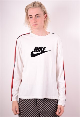 NIKE MENS VINTAGE TOP LONG SLEEVE LARGE WHITE 90S