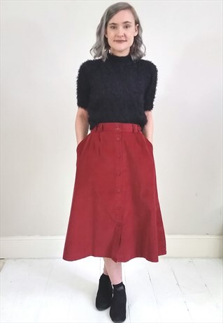 VINTAGE 90'S RED CORD BUTTON DOWN SKIRT