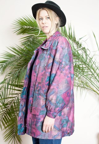 VINTAGE 80S / EARLY 90S PASTEL OVERSIZED PARKA JACKET