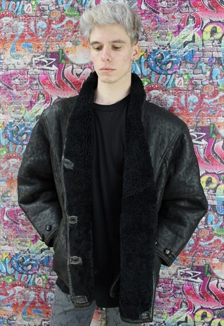 VINTAGE AVIATOR/FLYING JACKET. SHEARLING SHEEP SKIN. UNISEX.