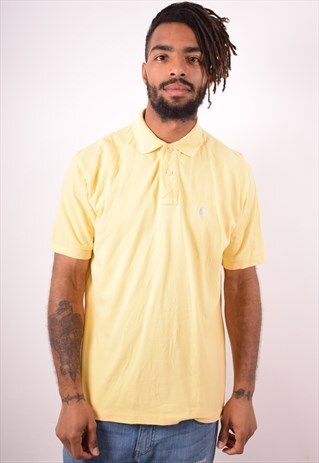 POLO RALPH LAUREN MENS VINTAGE POLO SHIRT LARGE YELLOW 90S