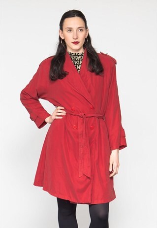 VINTAGE 80'S RED CASUAL TRENCH COAT