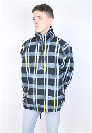 VINTAGE 90S PATTERNED HALF-ZIP SHELL JACKET