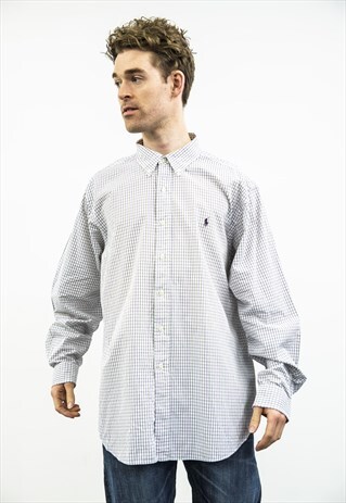 RALPH LAUREN VINTAGE 1990S GREEN AND PURPLE CHECKED SHIRT