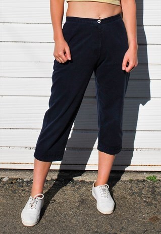 VINTAGE 90S NAVY CROP TROUSERS