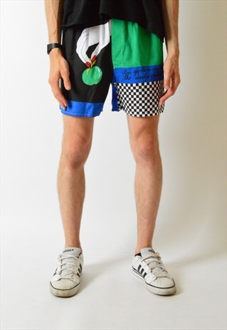 VINTAGE 80S COLOUR BLOCK APPLE UNDERPANTS BOXER SHORTS