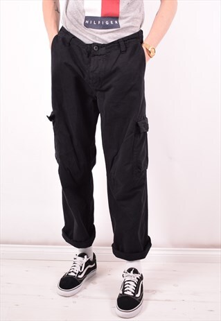 CARHARTT MENS VINTAGE CARGO TROUSERS W34 L30 BLACK 90S