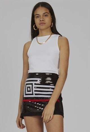 VINTAGE 90S FERRE SEQUINS MINI SKIRT