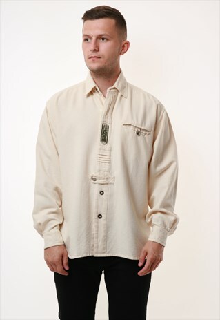 ALPEN TRACHT 90S VINTAGE LINEN COTTON SHIRT 17446