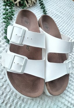 Birkenstock Papillio White Vegan Leather Platform Sandals