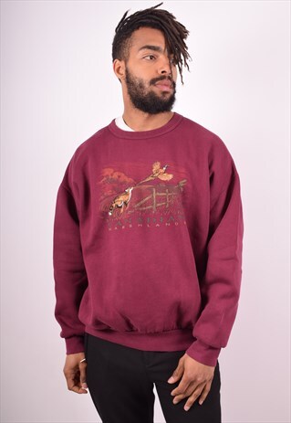 MENS VINTAGE SWEATSHIRT JUMPER XL MAROON 90S
