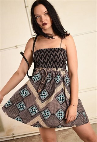 SUMMER MINI DRESS WITH ETHNIC AZTEC PRINT