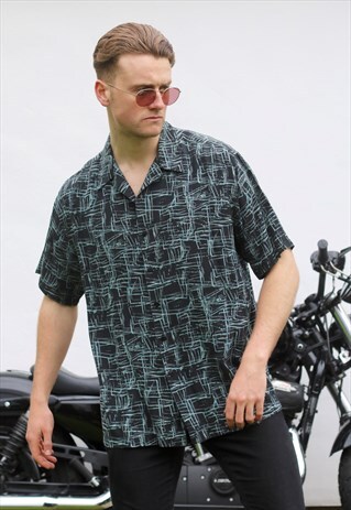 PERRY ELLIS 90S USA GRUNGE DIMENSIONAL SILK VINTAGE SHIRT