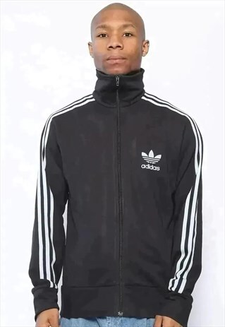 VINTAGE ADIDAS LOGO TRACK JACKET BLACK