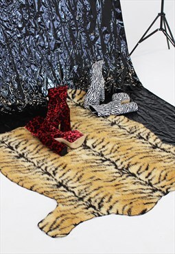 Faux fur tiger print throw