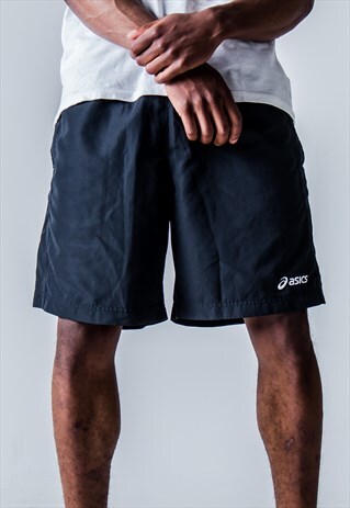 VINTAGE 90S ASICS SPORTS SHORTS IN BLACK