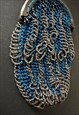 20'S BLUE CROCHET SILVER METAL BEADED COIN PURSE