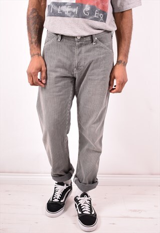 LEE MENS VINTAGE JEANS W36 L34 BLACK STRIPES 90S