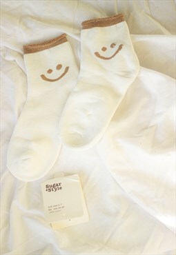 White Super Smiley Neutral Socks