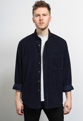 VINTAGE CORDUROY CORD SHIRT BLUE