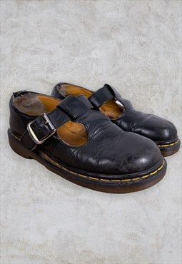Vintage Dr Martens Mary Jane Black Wedge Shoes Made England