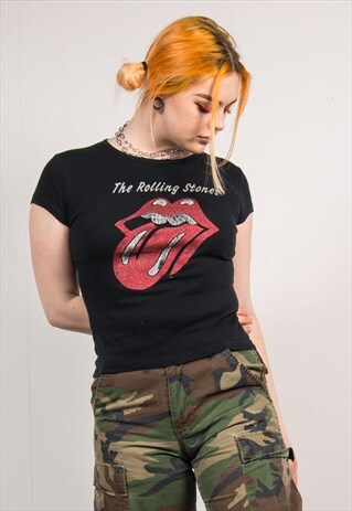 THE ROLLING STONE Y2K BLACK BAND T-SHIRT